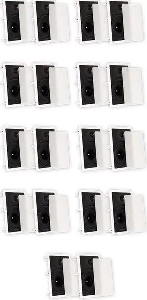 Theater Solutions TS80W In Wall 8" Speakers Surround Sound Home Theater 9 Pair Pack