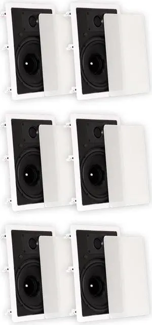 Theater Solutions TS80W In Wall 8" Speakers Surround Sound Home Theater 3 Pair Pack