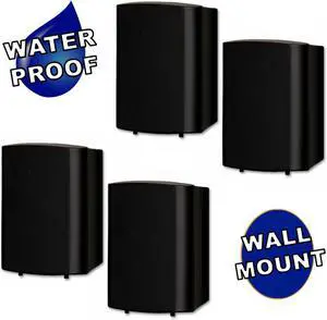 Theater Solutions TS425ODB Indoor or Outdoor Speakers Weatherproof Mountable Black 2 Pair Pack