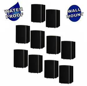 Theater Solutions TS425ODB Indoor or Outdoor Speakers Weatherproof Mountable Black 5 Pair Pack