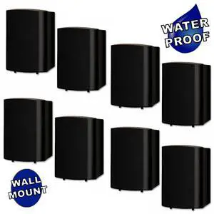 Theater Solutions TS425ODB Indoor or Outdoor Speakers Weatherproof Mountable Black 4 Pair Pack