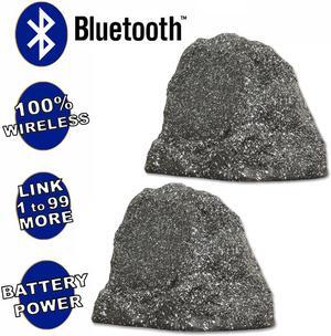 Theater Solutions B61GG Fully Wireless 200 Watt Rechargeable Battery Bluetooth 6.5" Rock Speaker Pair Granite Grey Link Up To 99 Speakers Wirelessly