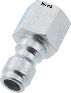 25 Erie Tools 1/4in. FPT Female Zinc Plated Steel Plug Quick Connect Coupler 4000 PSI 10 GPM for Pressure Washer Gun Hose Wand Nozzle