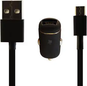 Just Wireless 2.4A Single USB Car Charging Adapter w/ 5Ft Micro USB Cable - BLK