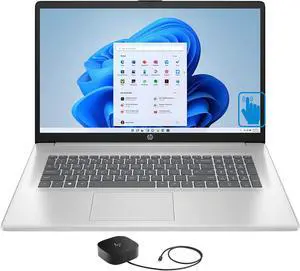 HP 17-CP3035cl Home & Business Laptop (AMD Ryzen 5 7530U 6-Core, 17.3" 60Hz Touch HD+ (1600x900), AMD Radeon, 12GB RAM, 1TB SSD, Wifi, USB 3.2, HDMI, Webcam, Win 11 Home) with G5 Essential Dock
