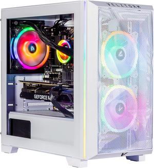 Velztorm White Mini Pilum Custom Built Gaming Desktop PC (AMD Ryzen 7 5700X 8-Core, 32GB RAM, 2TB PCIe SSD + 3TB HDD (3.5), GeForce RTX 4070 SUPER 12GB, Wifi, Bluetooth, White, Win 11 Home)