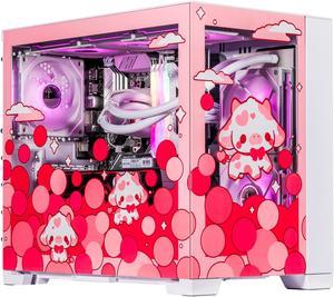 Velztorm Bubble Cow Pink Limited Edition Gaming PC (AMD Ryzen 7 5700X 8-Core, 64GB DDR4, 4TB PCIe SSD + 6TB HDD, Radeon RX 6800 XT, WiFi 5, BT 5, Liquid Cooled 240mm, 850W, Win 10 Home)