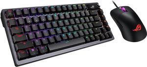 ASUS ROG M71 Azoth 75% TKL Bluetooth and RF Wireless Red Switch Mechanical Gaming Keyboard-90MP0316-BKAA01, Bundle w/P509 ROG Keris Mouse, Gasket-Mount, Three-Layer Dampening, Hot-Swappable Switches