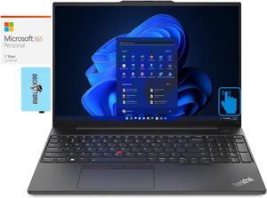 Lenovo ThinkPad E16 Gen 1 Home & Business Laptop (AMD Ryzen 5 7530U 6-Core, 16.0" 60 Hz Touch Wide UXGA (1920x1200), AMD Radeon, 16GB RAM, Win 10 Pro) with Microsoft 365 Personal , Dockztorm Hub