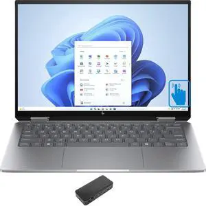 HP Envy x360 14-fc0013dx Home & Business 2-in-1 Laptop (Intel Ultra 5-125U 12-Core, 14.0" 60 Hz Touch Wide UXGA (1920x1200), Intel Graphics, 16GB LPDDR5 6400MHz RAM, Win 10 Pro) with USB-C Dock