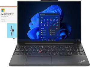 Lenovo ThinkPad E16 GEN 1 Home & Business Laptop (AMD Ryzen 7 7730U 8-Core, 16.0" 60 Hz Wide UXGA (1920x1200), 16GB RAM, 1TB SSD, Wifi, Win 11 Pro) with Microsoft 365 Personal , Dockztorm Hub