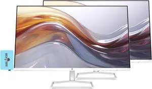 HP Series 5 527sa Monitor w/Speakers 94F48AA#ABA Bundle with Docztorm Dock, 27" FHD IPS (1920x1080) Display, 2x HDMI, Flicker-free, Ideal for Home & Business, White/Silver (2024 Latest Model) (2 Pack)