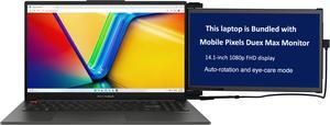 ASUS Vivobook  Home & Business Laptop (Intel i9-13900H 14-Core, 15.6" 120 Hz 3K UHD (2880x1620), Intel Iris Xe, 16GB LPDDR5 4800MHz RAM, 1TB SSD, Backlit KB, Win 11 Home) with Duex Max DS Monitor