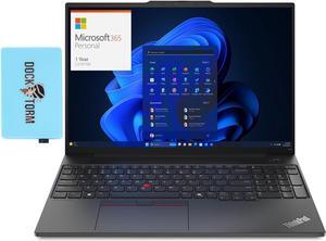 Lenovo Thinkpad E16 Gen 2 Home & Business Laptop (AMD Ryzen 5 7535U 6-Core, 16.0" 60 Hz 64GB DDR5 4800MHz RAM, 2TB PCIe SSD, Backlit KB, Win 10 Pro) with Microsoft 365 Personal , Dockztorm Hub