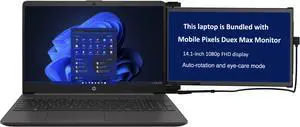 HP 250 G9 School & Business Laptop (Intel i5-1235U 10-Core, 15.6" 60 Hz Full HD (1920x1080), Intel UHD, 16GB RAM, 512GB SSD, Wifi, Webcam, Bluetooth, Win 11 Home) with Duex Max DS Monitor