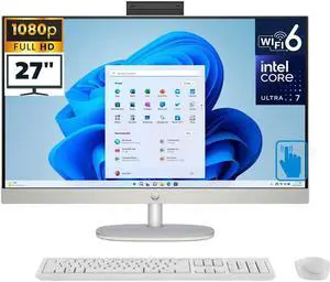 HP 27  All-in-One School & Business All-in-One 27" Touchscreen IPS FHD Display (Intel Core Ultra 7 155U, 32GB DDR5, 1TB SSD, Intel Graphics, WiFi 6, Webcam, Bluetooth 5.3, Win 11 Home) (Renewed)