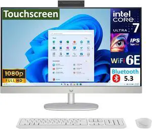 HP All-in-One 27 AI Powered All-in-One 27" Touchscreen IPS FHD Display (Intel Core Ultra 7 155U, 16GB DDR5, 1TB SSD, Intel Graphics, WiFi 6, Webcam, Bluetooth 5.3, Win 11 Home)
