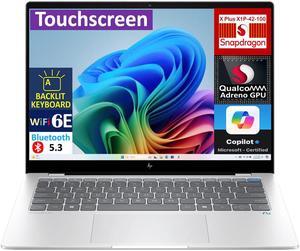 HP OmniBook X AI Powered Laptop 14.0" Touchscreen 2.2K Display (Qualcomm Snapdragon X Plus X1P-42-100, 16GB LPDDR5X, 512GB SSD, Qualcomm Adreno, Backlit KB, WiFi 6E, Webcam, Win 11 Home) (Renewed)