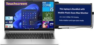 HP Probook 450 G10 School & Business Laptop 15.6" Touchscreen IPS FHD Display (Intel i5-1335U, 16GB DDR4, 512GB SSD, Intel UHD, Backlit KB, 2 Thunderbolt 4, WiFi 6E, FreeDos) w/Duex Max DS Monitor