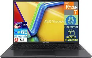 ASUS Vivobook 16 Business Laptop 16.0" IPS WUXGA Display (AMD Ryzen 7 7730U, 16GB DDR4, 1TB SSD, AMD Radeon, Backlit KB, Fingerprint, WiFi 6E, Webcam, Bluetooth 5.3, Win 11 Home) (Renewed)