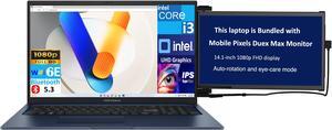 ASUS Vivobook 17 Everyday Value Laptop 17.3" IPS FHD Display (Intel i3-1215U, 8GB DDR4, 512GB SSD, Intel UHD, WiFi 6E, Webcam, Bluetooth 5.3, Win 11 Home) w/Duex Max DS Monitor