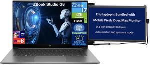 HP ZBook Studio G8 Workstation Workstation 15.6" 60Hz IPS FHD Display (Intel i7-11850H, NVIDIA T1200 4GB, 32GB DDR4, 512GB SSD, Backlit KB, Fingerprint, Win 10 Pro) w/Duex Max DS Monitor