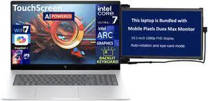 HP Envy AI Powered Laptop 17.3" Touchscreen IPS FHD Display (Intel Ultra 7-155H, 16GB DDR5, 512GB SSD, Intel Arc, Backlit KB, Thunderbolt 4, WiFi 7, Webcam, Win 11 Home) w/Duex Max DS Monitor