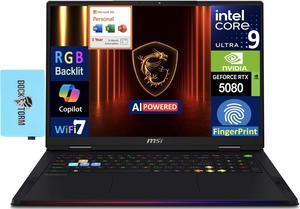MSI Raider AI Gaming Laptop 18" 120Hz Mini LED 4K Display (Intel Ultra 9- 285HX, NVIDIA GeForce RTX 5080 16GB, 64GB DDR5, 2x 2TB SSD, Win 11 Home) w/Microsoft 365 Personal , DKZ USB Port Expander