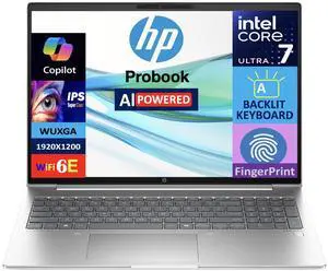 HP Probook 460 AI Business Laptop 16.0" IPS WUXGA Display (Intel Core Ultra 7 155U, 16GB DDR5, 1TB PCIe SSD, Intel Graphics, Backlit KB, Fingerprint, WiFi 6E, Webcam, Bluetooth 5.3, Win 11 Home)