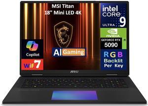 MSI Titan AI Gaming Laptop 18" 120Hz Mini LED 4K Display (Intel Ultra 9- 285HX, NVIDIA GeForce RTX 5090 24GB, 64GB DDR5, 2x8TB PCIe SSD (16TB), Per Key RGB KB, 2 Thunderbolt 5, WiFi 7, Win 11 Pro)