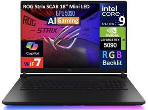 ASUS ROG Strix SCAR AI Gaming Laptop 18" 240Hz Mini LED WQXGA Display (Intel Ultra 9- 275HX, NVIDIA GeForce RTX 5090 24GB, 64GB DDR5, 2x2TB PCIe SSD (4TB), RGB KB, 2 Thunderbolt 5, WiFi 7, Win 11 Pro)