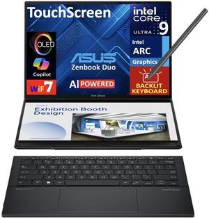 ASUS Zenbook Duo AI Powered 2-in-1 Laptop 14.0" Touchscreen OLED 2.8K Display (Intel Ultra 9-285H, 32GB LPDDR5X, 4TB PCIe SSD, Active Pen, Backlit KB, 2 Thunderbolt 4, WiFi 7, Webcam, Win 11 Home)