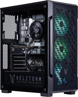 Velztorm Fultix Custom Built Gaming Desktop PC (AMD Ryzen 5-5500, GeForce RTX 5060, 32GB DDR4, 1TB PCIe SSD + 1TB HDD, 750W PSU, WiFi 4, Bluetooth 4.2, RJ-45, HDMI, Win 11 Home)
