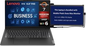 Lenovo V15 Business Laptop 15.6" FHD Display (AMD Ryzen 7 7730U, 40GB DDR4, 256GB M.2  PCIe SSD, AMD Radeon, WiFi 6, Webcam, Bluetooth 5.2, Win 11 Pro) w/Duex Max DS Monitor