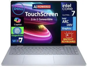 Dell 16 AI Business 2-in-1 Laptop 16.0" Touchscreen WUXGA Display (Intel Ultra 7-256V, 16GB LPDDR5X, 1TB M.2  PCIe SSD, Backlit KB, Fingerprint, WiFi 7, Webcam, Bluetooth 5.4, Win 11 Pro)