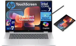 HP Envy x360 AI Powered 2-in-1 Laptop 16.0" Touchscreen IPS WUXGA Display (Intel Core Ultra 7 155U, 32GB LPDDR5, 4TB PCIe SSD, Active Pen, Backlit KB, Thunderbolt 4, WiFi 7, Webcam, Win 11 Pro)