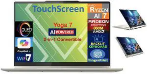 Lenovo Yoga 7 AI Powered 2-in-1 Laptop 14.0" Touchscreen OLED WUXGA Display (AMD Ryzen AI 7 350, 16GB LPDDR5X, 1TB SSD, Backlit KB, Fingerprint, WiFi 7, Webcam, Bluetooth 5.4, Win 11 Home)