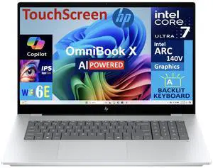 HP OmniBook X AI Powered Laptop 17.3" Touchscreen IPS FHD Display (Intel Ultra 7-256V, 16GB LPDDR5X, 1TB SSD, Intel Arc 140V, Backlit KB, Thunderbolt 4, WiFi 6E, Webcam, Bluetooth 5.3, Win 11 Home)