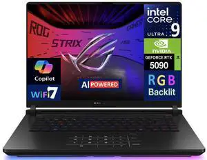 ASUS ROG Strix SCAR AI Gaming Laptop 16.0" 240Hz Mini LED WQXGA Display (Intel Ultra 9- 275HX, NVIDIA GeForce RTX 5090 24GB, 32GB DDR5, 2TB SSD, RGB KB, 2 Thunderbolt 5, WiFi 7, Webcam, Win 11 Pro)