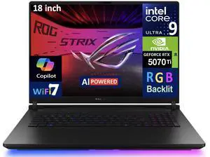 ASUS ROG Strix SCAR AI Gaming Laptop 18" 240Hz Mini LED WQXGA Display (Intel Ultra 9- 275HX, NVIDIA GeForce RTX 5070 Ti 12GB, 32GB DDR5, 1TB SSD, Per Key RGB KB, 2 Thunderbolt 5, WiFi 7, Win 11 Pro)