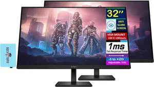 HP OMEN 32" QHD IPS Monitor with 1ms Response Time, Anti Glare, Flicker Free, VESA Mount (100mm), Displayport, HDMI & Dockztorm USB Port Expander, Black (2025 Latest Model) 2 Pack