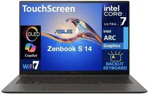 ASUS Zenbook S 14 AI PC Laptop 14.0" Touchscreen OLED 2.8K Display (Intel Ultra 7-258V, 32GB LPDDR5X, 1TB PCIe SSD, Intel Arc, Backlit KB, 2 Thunderbolt 4, WiFi 7, Webcam, Bluetooth 5.4, Win 11 Pro)