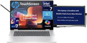 HP Envy x360 AI Powered 2-in-1 Laptop 16.0" Touchscreen IPS WUXGA Display (Intel Core Ultra 7 155U, 32GB LPDDR5, 512GB SSD, Active Pen, Backlit KB, Thunderbolt 4, WiFi 7, Win11H) w/Duex Max DS Monitor