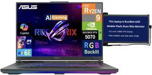 ASUS ROG Strix G18 Laptop 18" 240Hz WQXGA Display (AMD Ryzen 9 8940HX, NVIDIA GeForce RTX 5070 8GB, 16GB DDR5, 1TB SSD, RGB KB, WiFi 6E, Webcam, Bluetooth 5.4, Win 11 Home) w/Duex Max DS Monitor