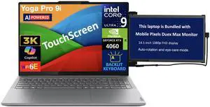 Lenovo Yoga Pro 9i AI Powered Laptop 16.0" Touchscreen Mini LED 3.2K Display (Intel Ultra 9-185H, 32GB LPDDR5X, 1TB PCIe SSD, GeForce RTX 4060, Backlit KB, Win 11 Pro) w/Duex Max DS Monitor