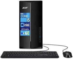 Acer Aspire Student & Business Desktop (Intel i5-14400, 8GB DDR5, 256GB PCIe SSD + 1TB HDD, Intel UHD, 300W PSU, WiFi 6E, Bluetooth 5.3, RJ-45, 2 HDMI, Win 11 Home)