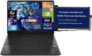 HP OMEN AI Gaming Laptop 16.0" 144Hz IPS WUXGA Display (AMD Ryzen 9 8940HX, NVIDIA GeForce RTX 5060 8GB, 32GB DDR5, 1TB SSD, 3-Zone RGB KB, WiFi 6E, Webcam, Win 11 Home) w/Duex Max DS Monitor