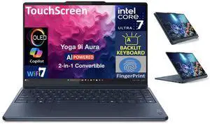 Lenovo Yoga HIGH PERFORMANCE 2-in-1 Laptop 14.0" Touchscreen OLED 2.8K Display (Intel Ultra 7-258V, 32GB LPDDR5X, 1TB SSD, Backlit KB, Fingerprint, 2 Thunderbolt 4, WiFi 7, Webcam, Win 11 Home)