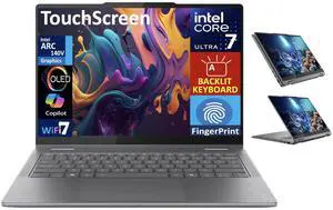 Lenovo Yoga AI PC 2-in-1 Laptop 14.0" Touchscreen OLED WUXGA Display (Intel Ultra 7-256V, 16GB LPDDR5X, 1TB SSD, Backlit KB, Fingerprint, 2 Thunderbolt 4, WiFi 7, Webcam, Bluetooth 5.4, Win 11 Home)