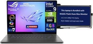 ASUS ROG Zephyrus G16 AI Gaming Laptop 16.0" 240Hz OLED WQXGA Display (Intel Ultra 9-285H, GeForce RTX 5090 24GB, 64GB LPDDR5X, 2TB SSD, RGB KB, Thunderbolt 4, Win 11 Pro) w/Duex Max DS Monitor
